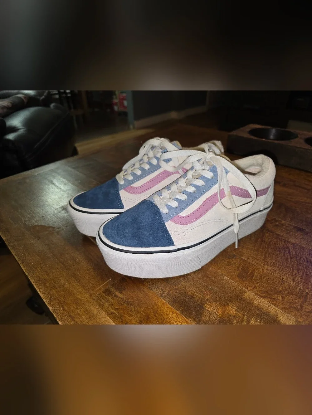 NWOB Vans Women Old Skool Stackform Suede Sherpa Shoe Sz 7.5